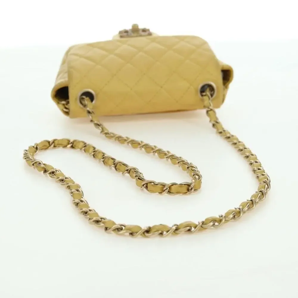 Chanel Mini Matelasse Lambskin 16 Chain Shoulder Bag Yellow Gold